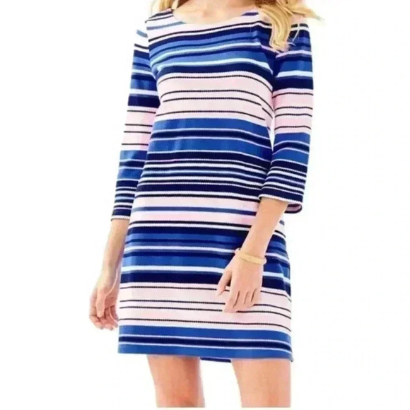 Lilly Pulitzer Bay Dress Striped Boatneck Knit- Medium - Picture 1 of 8